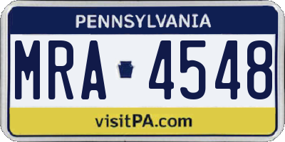 PA license plate MRA4548