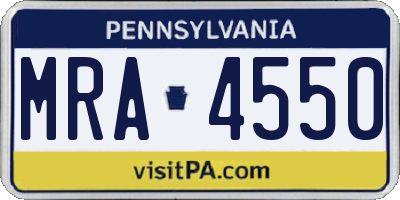 PA license plate MRA4550