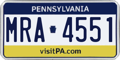 PA license plate MRA4551