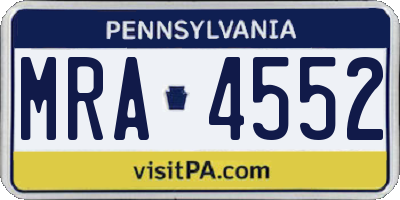 PA license plate MRA4552