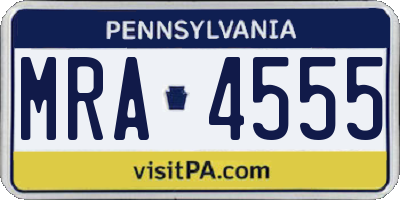 PA license plate MRA4555