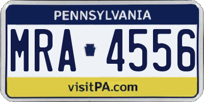 PA license plate MRA4556