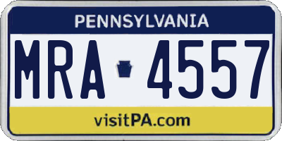PA license plate MRA4557