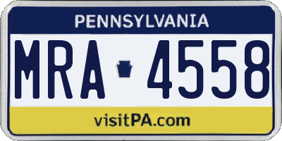 PA license plate MRA4558