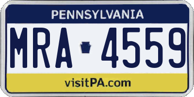 PA license plate MRA4559