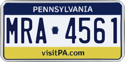 PA license plate MRA4561