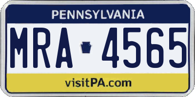 PA license plate MRA4565