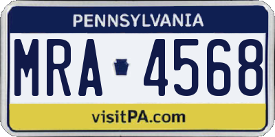 PA license plate MRA4568