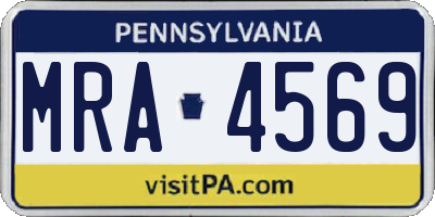 PA license plate MRA4569
