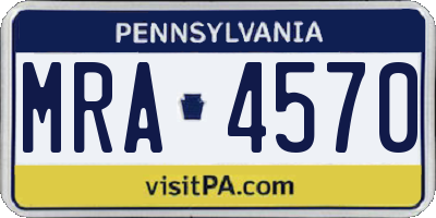 PA license plate MRA4570