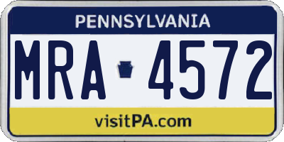 PA license plate MRA4572