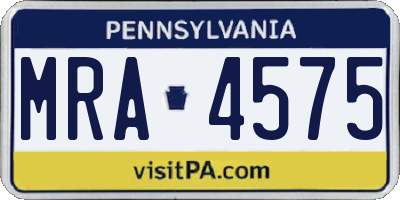 PA license plate MRA4575