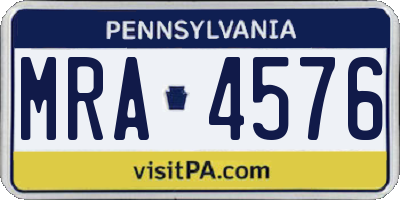 PA license plate MRA4576