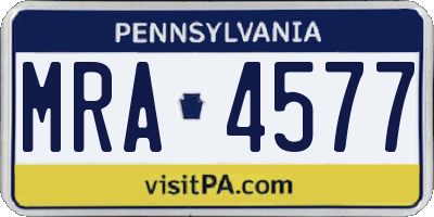 PA license plate MRA4577