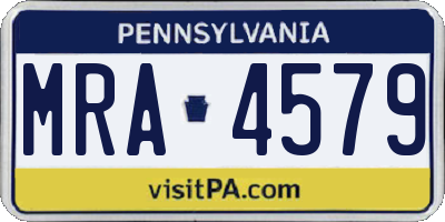 PA license plate MRA4579