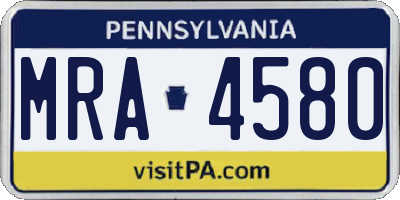 PA license plate MRA4580
