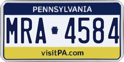 PA license plate MRA4584