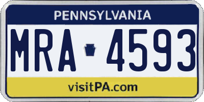 PA license plate MRA4593