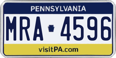PA license plate MRA4596