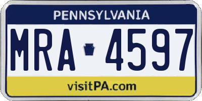PA license plate MRA4597