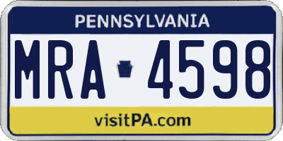 PA license plate MRA4598