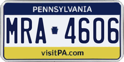 PA license plate MRA4606