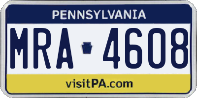PA license plate MRA4608