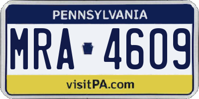 PA license plate MRA4609