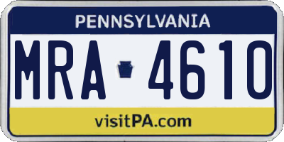 PA license plate MRA4610