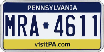 PA license plate MRA4611