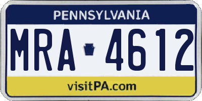 PA license plate MRA4612