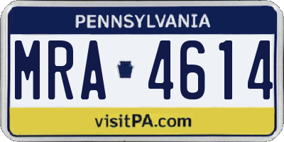 PA license plate MRA4614
