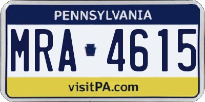 PA license plate MRA4615