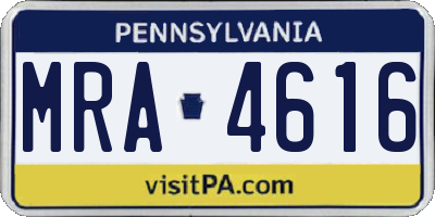 PA license plate MRA4616