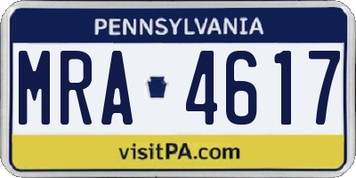 PA license plate MRA4617