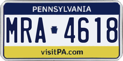 PA license plate MRA4618