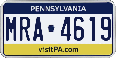 PA license plate MRA4619