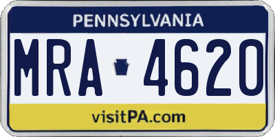 PA license plate MRA4620