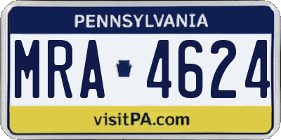 PA license plate MRA4624