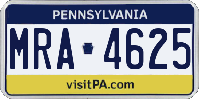 PA license plate MRA4625
