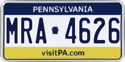PA license plate MRA4626