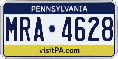 PA license plate MRA4628