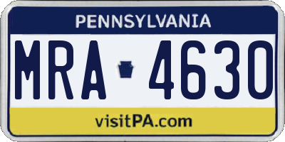 PA license plate MRA4630