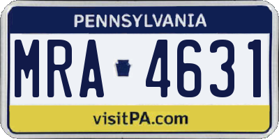 PA license plate MRA4631