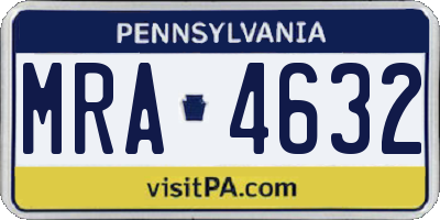PA license plate MRA4632