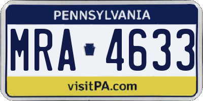PA license plate MRA4633