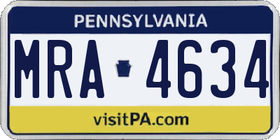 PA license plate MRA4634