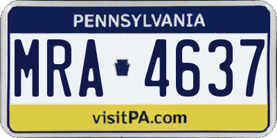 PA license plate MRA4637
