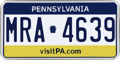 PA license plate MRA4639