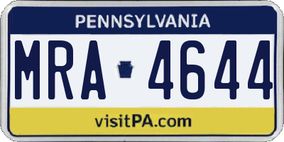 PA license plate MRA4644